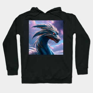 Intricate White and Blue Scaled Dragon Hoodie